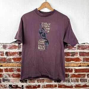 Vintage Christian Shirt Sz Large Purple Single Stitch The Way Out Funny USA 90s